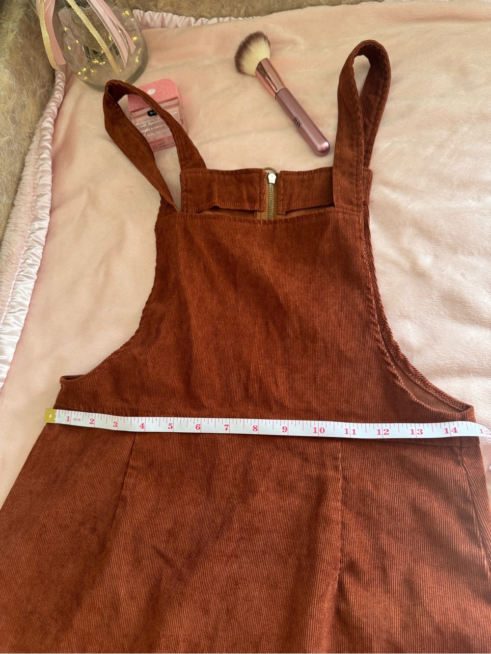 SHEIN Rust Brown Corduroy Zip Front Pinafore Dress - Picture 2 of 3